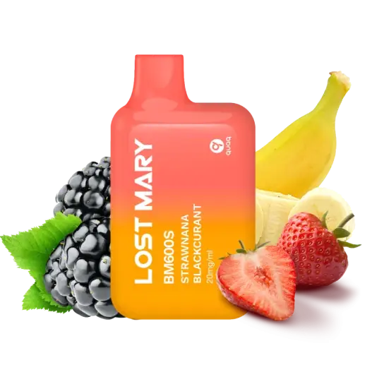 PACK 10 VAPER DESECHABLE LOST MARY 600 STRAWNANA BLACKCURRANT 20MG (FRESA, PLÁTANO Y GROSELLA NEGRA)
