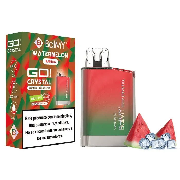 VAPER DESECHABLE BALMY GO CRYSTAL 20MG WATERMELON (SANDÍA)