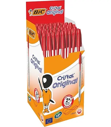 CAJA 50 BOLIGRAFOS BIC CRISTAL OR. ROJO