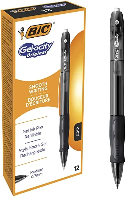 CAJA 12 BOLIGRAFOS BIC GEL VELOCITY NEGRO