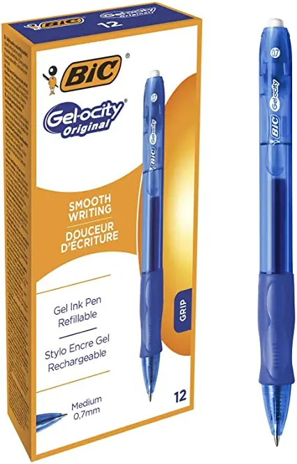 CAJA 12 BOLIGRAFOS BIC GEL VELOCITY AZUL
