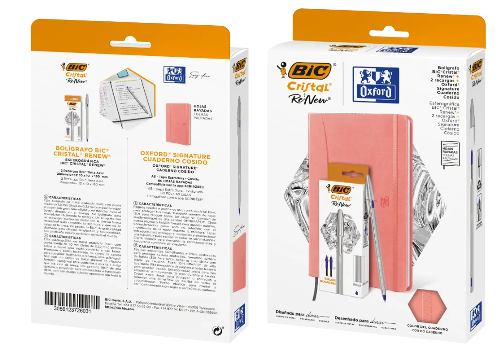 PACK LIBRETA PASTEL OXFORD + BOLI