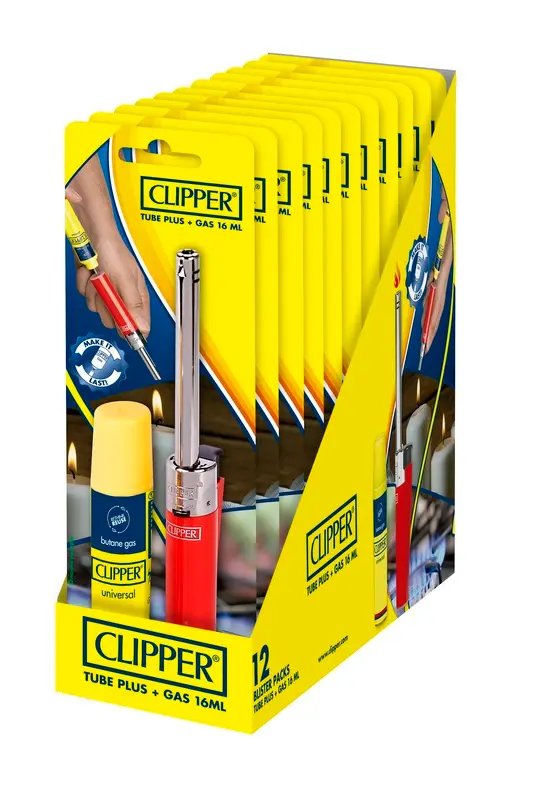 EXP 12 ENCENDEDORES CLIPPER TUBE SOLID + GAS 16ML