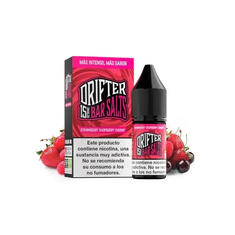 LIQUIDO DRIFTER BAR SALTS  STRAWBERRY RASPBERRY CHERRY (FRESA, FRAMBUESA Y CEREZA) 15MG 10ML
