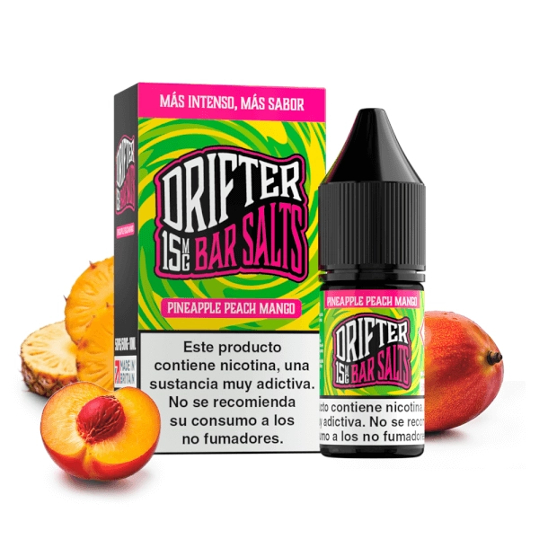 LÍQUIDO DRIFTER BAR SALTS PINEAPPLE PEACH MANGO (PIÑA, MELOCOTON Y MANGO) 15MG 10ML