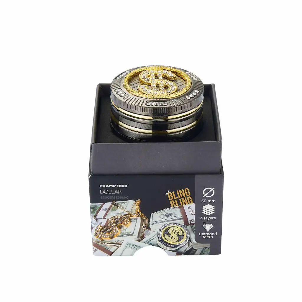 GRINDER METALICO CHAMP BLING BLING DOLLAR 50MM 4P.