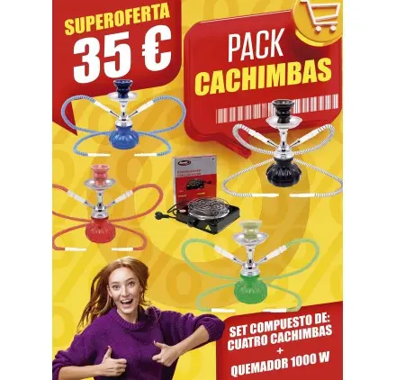 SET 4 CACHIMBAS SURTIDO COLORES + HORNILLO