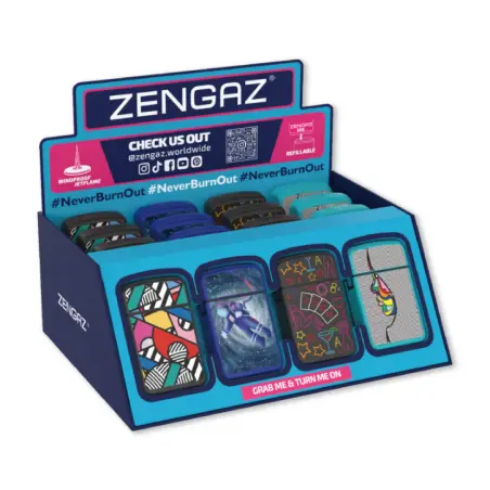 EXP. 16 ENCENDEDORES JET ZENGAZ RECARGABLE ZL-12 SURTIDOS (SERIE 3) (TURBO)