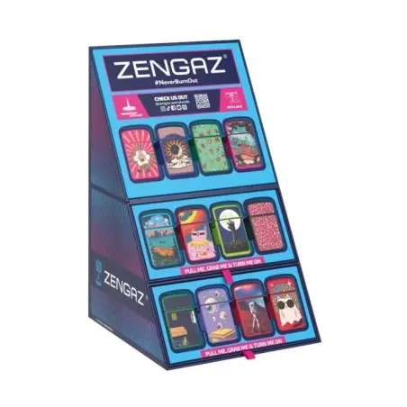 EXP CUBE DISPLAY MIX 48 ENCENDEDORES JET ZENGAZ ZL-12 RECARGABLE (SERIE 22)