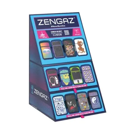 EXP CUBE DISPLAY MIX 48 ENCENDEDORES JET ZENGAZ ZL-12 RECARGABLE (SERIE 23) (TURBO)
