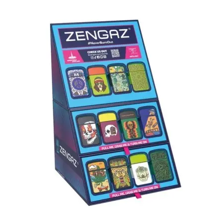 EXP CUBE DISPLAY MIX 48 ENCENDEDORES JET ZENGAZ ZL-12 RECARGABLE (SERIE 27) (TURBO)