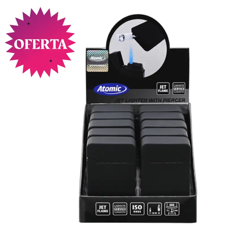 EXP 10 ENC ATOMIC LUXE JETFLAME BLACK CON PERFORADOR PARA PUROS (TURBO)
