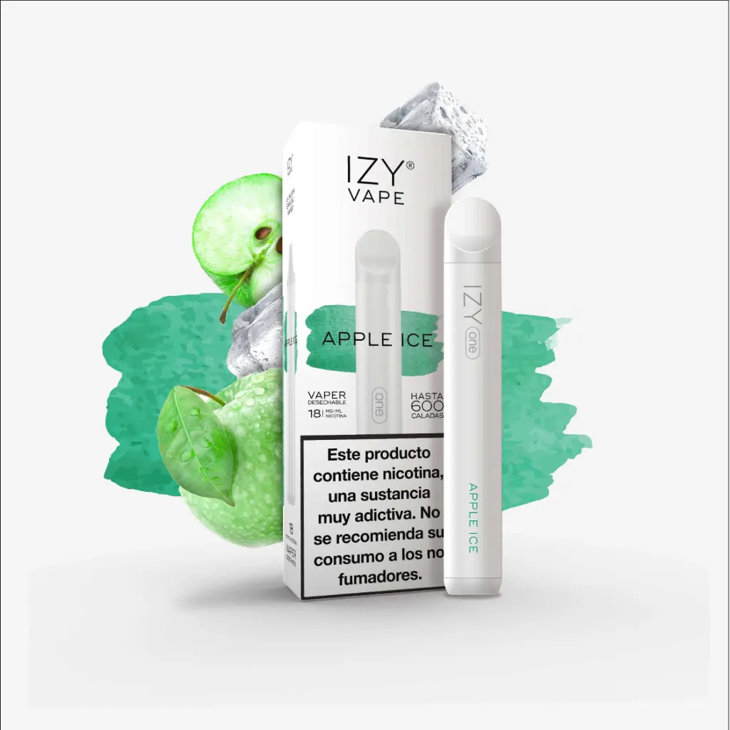 PACK 5 VAPERS DESECHABLES IZY NICOTINA 18MG APPLE ICE (MANZANA)