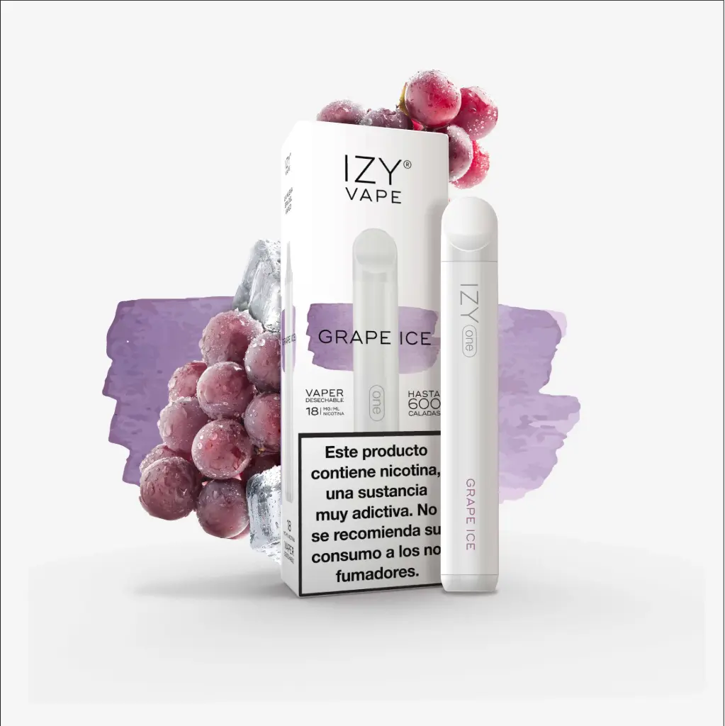 PACK 5 VAPERS DESECHABLES IZY NICOTINA 18MG GRAPE ICE (UVA)