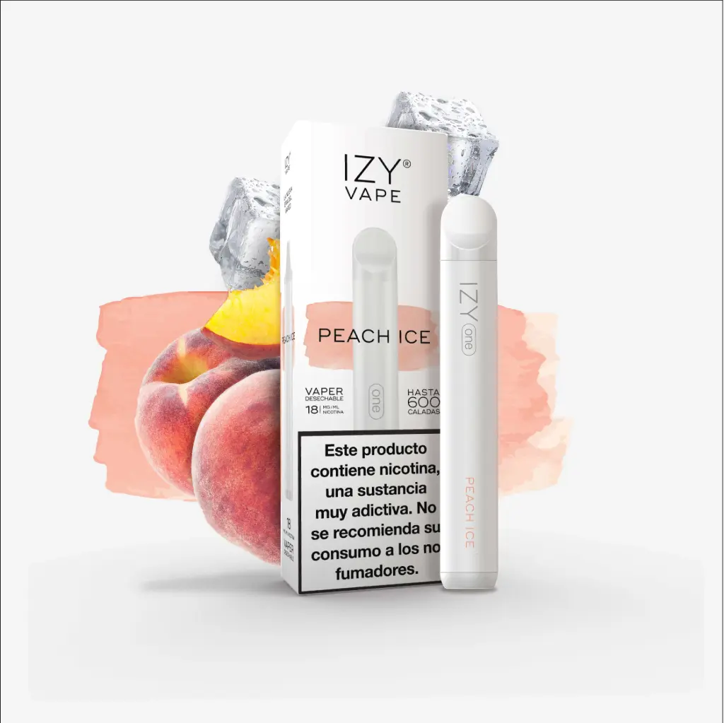 PACK 5 VAPERS DESECHABLES IZY NICOTINA 18MG PEACH ICE (MELOCOTON)