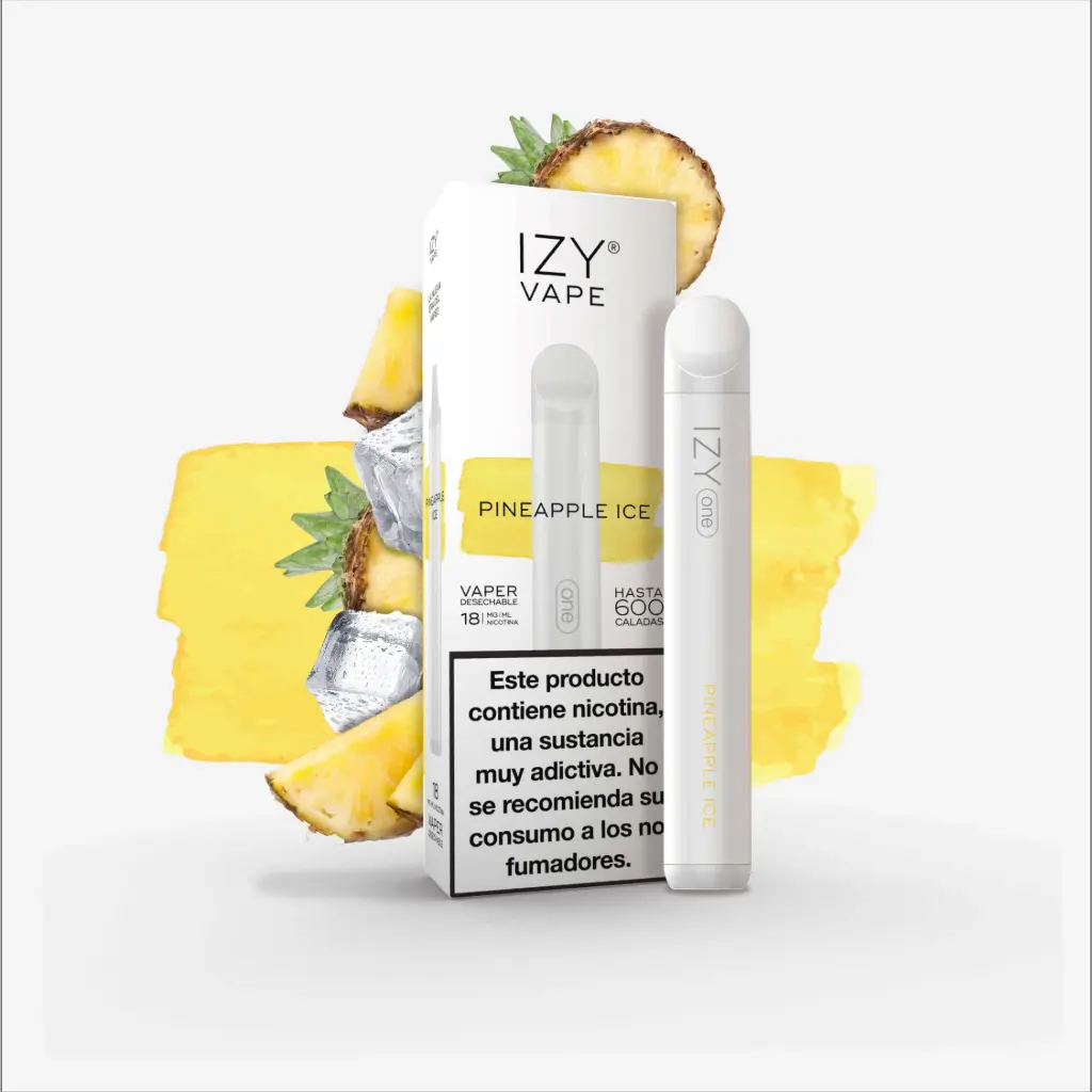 PACK 5 VAPERS DESECHABLES IZY NICOTINA 18MG PINEAPPLE ICE (PIÑA)