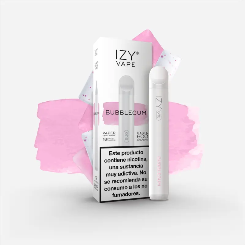 PACK 5 VAPERS DESECHABLES IZY NICOTINA 18MG BUBBLEGUM ICE (CHICLE)