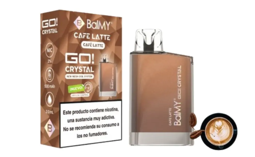 VAPER DESECHABLE BALMY GO CRYSTAL 20MG COFFEE LATTE (CAFÉ LATTE)