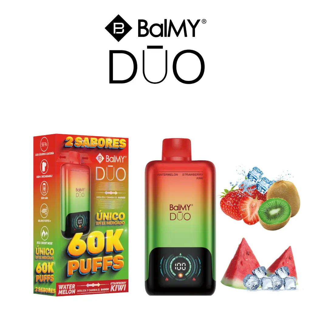 VAPER BALMY DUO NON NICOTINE 60K WATERMELON + STRAWBERRY KIWI