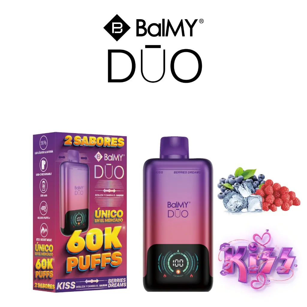 VAPER BALMY DUO NON NICOTINE 60K KISS + BERRIES DREAMS (AFRUTADA + MIX DE BAYAS)
