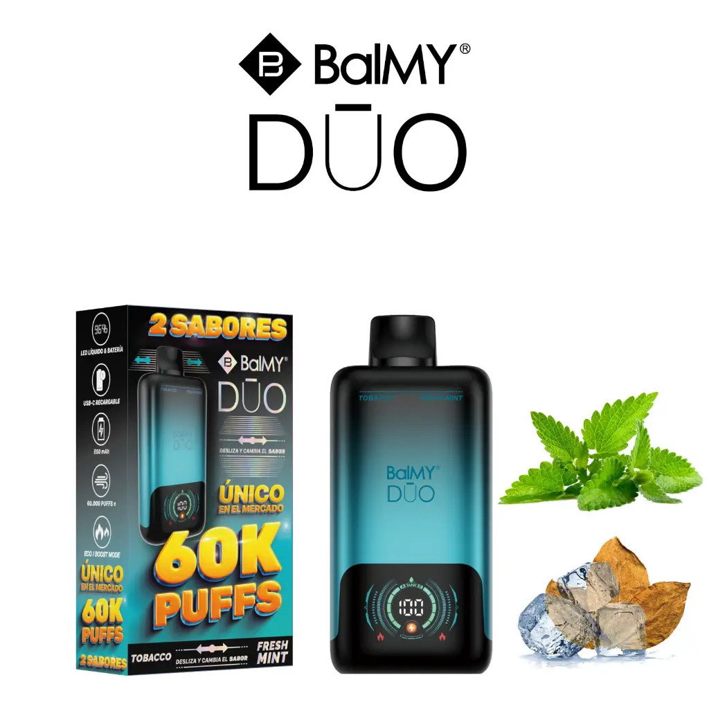 VAPER BALMY DUO NON NICOTINE 60K TOBACCO + FRESS MINT