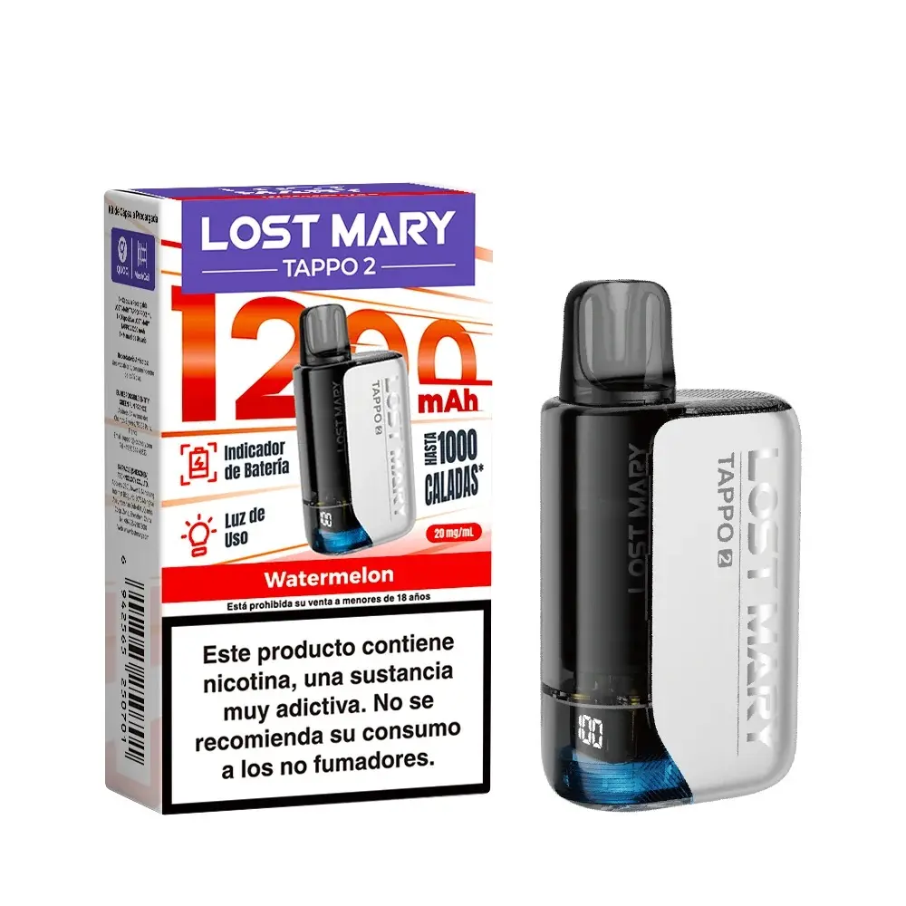 KIT BATERIA LOST MARY TAPPO 2 + POD WATERMELON (SANDIA) 20MG (20 UNIDADES)