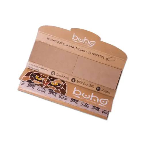 [*BH012] PAPEL BUHO NATURAL KING SIZE SLIM + TIPS 50+50 (110MM)(24)