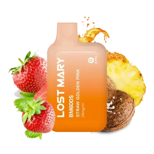 [LM-37] PACK 10 VAPER DESECHABLE LOST MARY STRAW GOLDEN PIÑA 20MG (FRESA, PIÑA Y COCO)