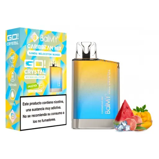 [BC-26] VAPER DESECHABLE BALMY GO CRYSTAL 20MG CARIBBEAN MIX (SANDIA, MELOCOTÓN Y MANGO)