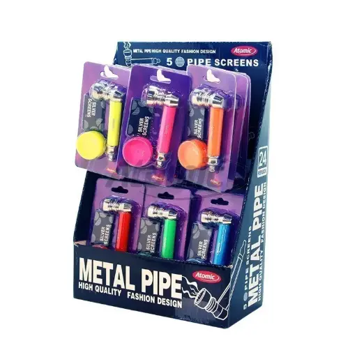 [02.127 44] EXP 24 PIPA + REJILLA + GRINDER ATOMIC NEON (6 COLORES)