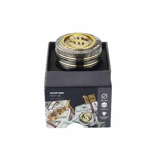 [40506119] GRINDER METALICO CHAMP BLING BLING DOLLAR 50MM 4P.