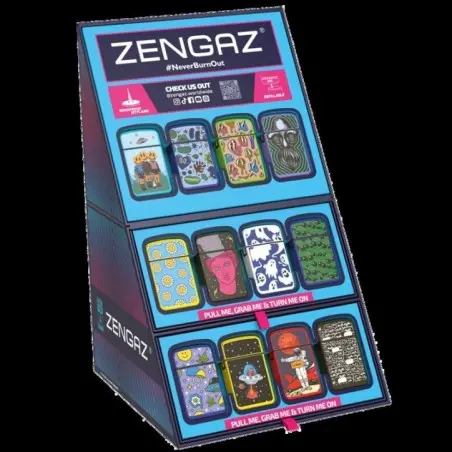 [97433EU-S18] EXP CUBE DISPLAY MIX 48 ENCENDEDORES JET ZENGAZ ZL-12 RECARGABLE (SERIE 18)