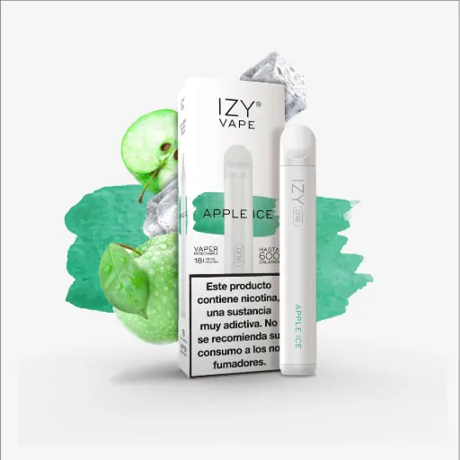 [IZY-100] PACK 5 VAPERS DESECHABLES IZY NICOTINA 18MG APPLE ICE (MANZANA)