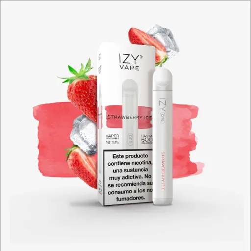[IZY-103] PACK 5 VAPERS DESECHABLES IZY NICOTINA 18MG STRAWBERRY ICE (FRESA)