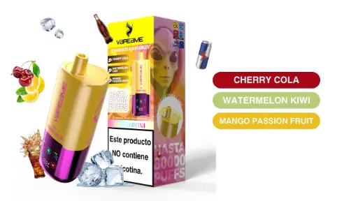 [BIGYELLOW] PACK 5 VAPER DESECHABLE BIG ME 3 EN 1 YELLOW 0% NICOTINA CHERRY-COLA, WATERMELON-KIWI Y MANGO-PASSION (CEREZA-COLA, SANDIA-KIWI Y MANGO-FRUTA DE LA PASION)
