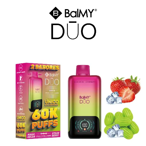 [BMDUO-02] VAPER BALMY DUO NON NICOTINE 60K MAGIC MELON + STRAWBERRY