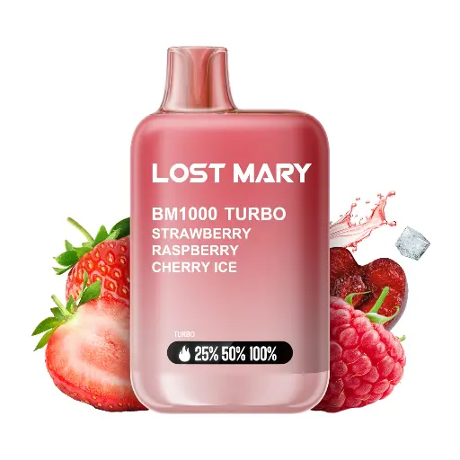 [BM-22] PACK 10 VAPER DESECHABLE LOST MARY BM1000 STRAWBERRY RASPBERRY CHERRY ICE 20MG (FRESA FRAMBUESA CEREZA)