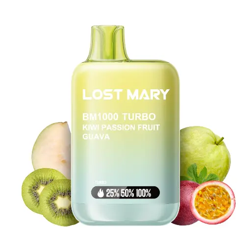 [BM-25] PACK 10 VAPER DESECHABLE LOST MARY BM1000 KIWI PASSION FRUIT GUAVA 20MG (KIWI, FRUTA DE LA PASIÓN Y GUAYABA)