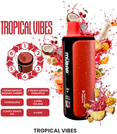 [MU6-02] VAPER DESECHABLE MUBAR 6en1 240K BERRY MIX 0% NICOTINA 80K (CHEESECAKE / STRAWBERRY KIWI / PEACH BERRY / CHERRY CRANBERRY / PINK LEMONADE / CHERRY COLA)