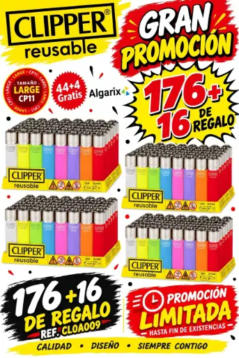 [CL0A009] LOTE 4 EXP CLIPPER TRANSLUCIDOS 176+16 GRATIS (44+4)